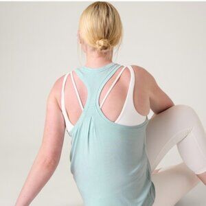 ATHLETA Blue Ease in Rib  Yoga Gym Tank Top Sz Small